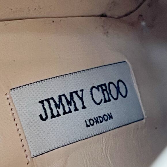 Jimmy Choo Peony Black Leather Pointed Square Toe Knee High Heeled Boot IT 39 - Picture 11 of 12